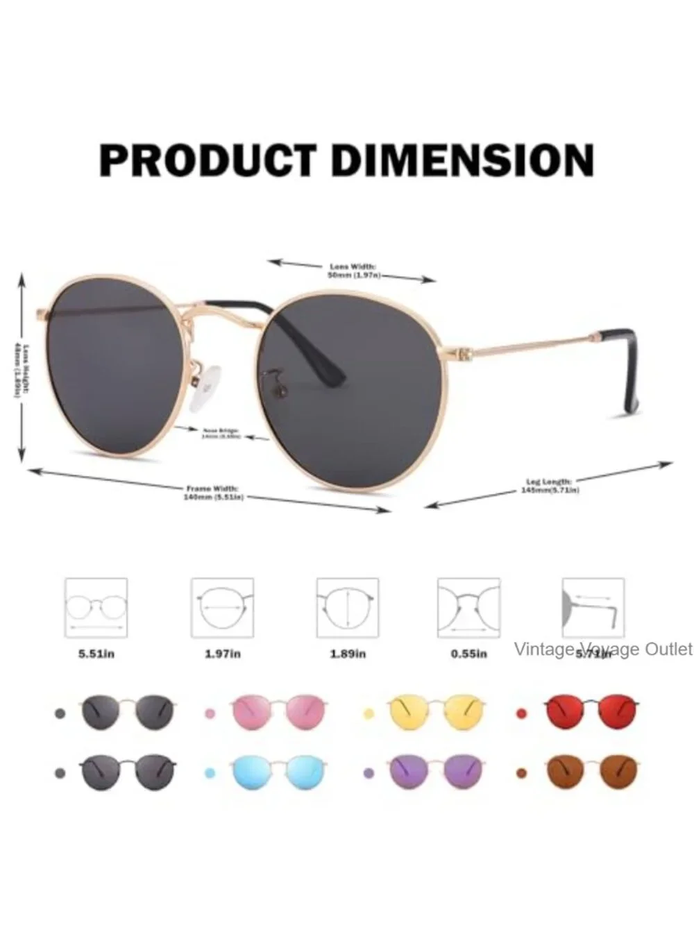 Small Round Metal Polarized Sunglasses Retro UV Protection